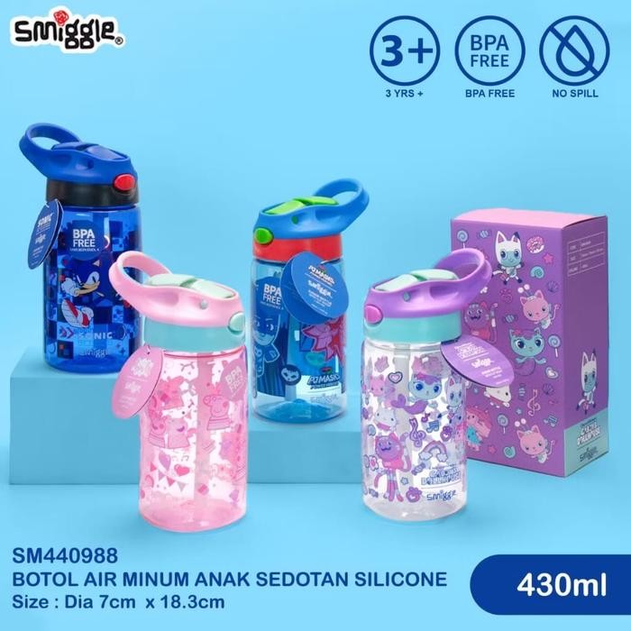 Botol Minum Waterbottle Smiggle Sedotan Silikon 430Ml Dan 750Ml