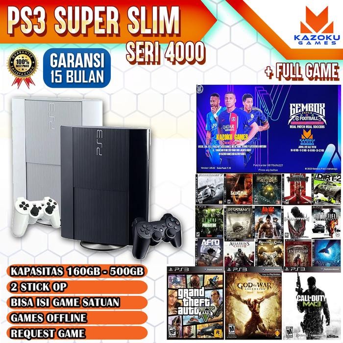 PS3 PS 3 SUPER SLIM 4XXX HEN FREE GAME 160GB -500GB 2 STICK OP