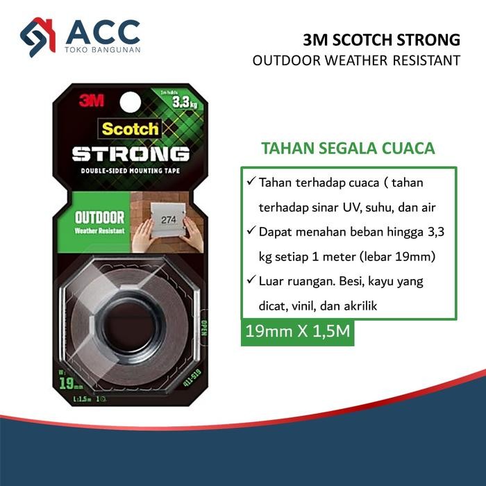 

Stok Baru 3M SCOTCH Outdoor Mounting Double Tape 19mm x 1.5 Meter