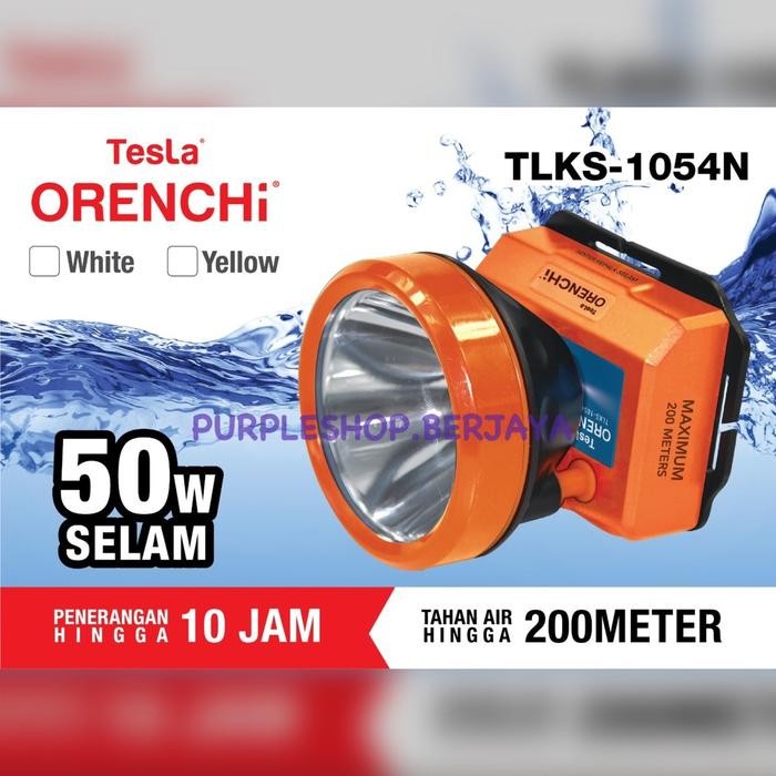 Kemasan Baru Tesla Senter Kepala Cas 50Watt Menyelam Tahan Air Hingga 200Meter Tesla 1054 Kotak