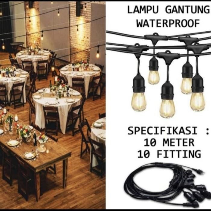 LAMPU/FITTING GANTUNG OUTDOOR 10METER 10FITTING / LAMPU FITTING CAFE