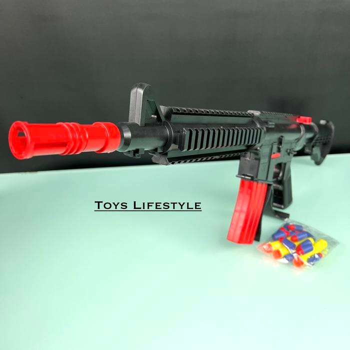 Mainan Tembakan Model Nerf Soft Bullet Army Combat M16