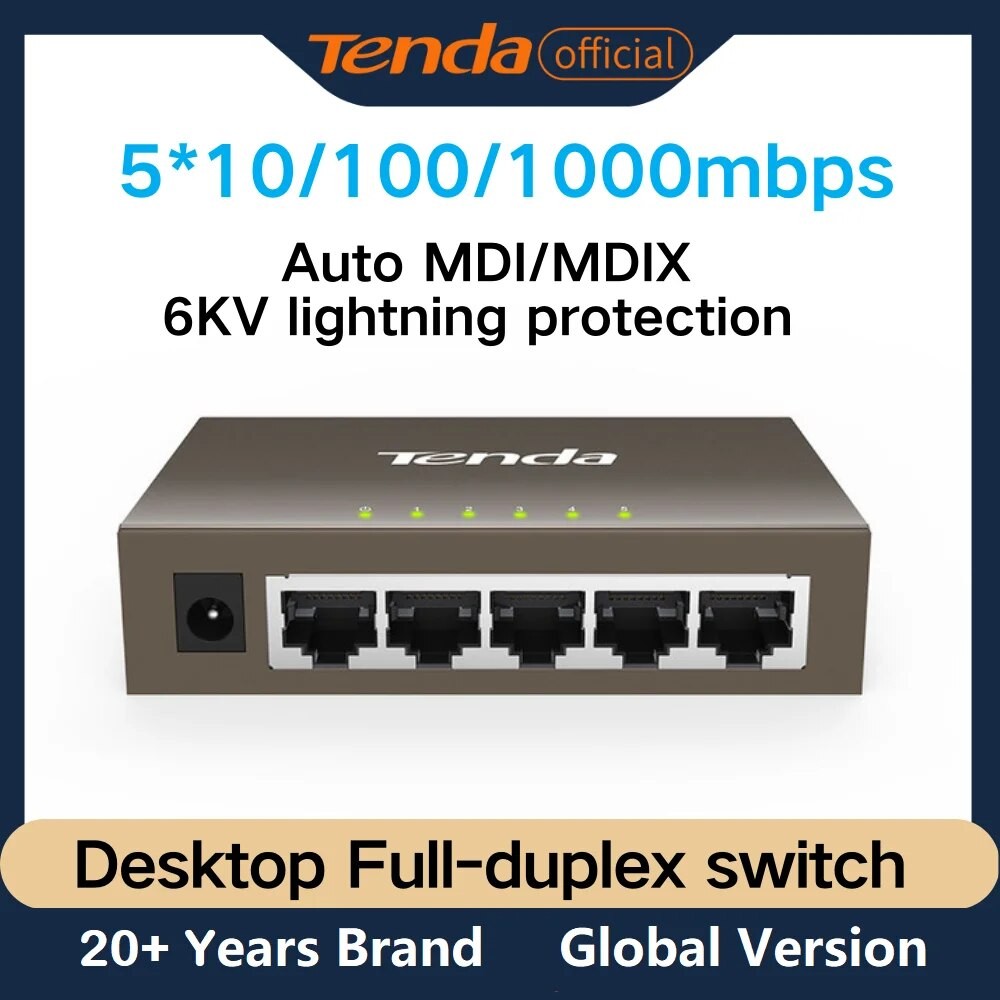 Tenda POE Switch 5 Ports Gigabit Network Switch PSExPD Gigabit POE