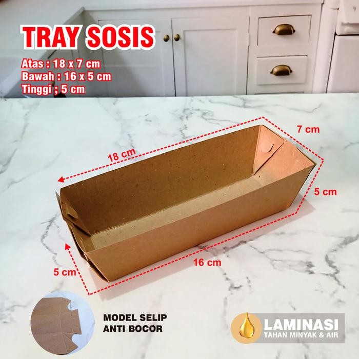 50 Pcs Paper Tray Sosis, Paper Tray Corndog Terlaris