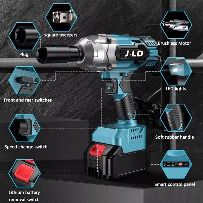 JLD 1090V IMPACT WRENCH CORDLESS - Mesin Impact Wrench Baterai Charger