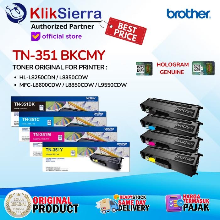 BROTHER ORIGINAL TONER 1SET TN351 TN-351 BKCMY TN-351BK TN-351C TN-351M TN-351Y - For Printer