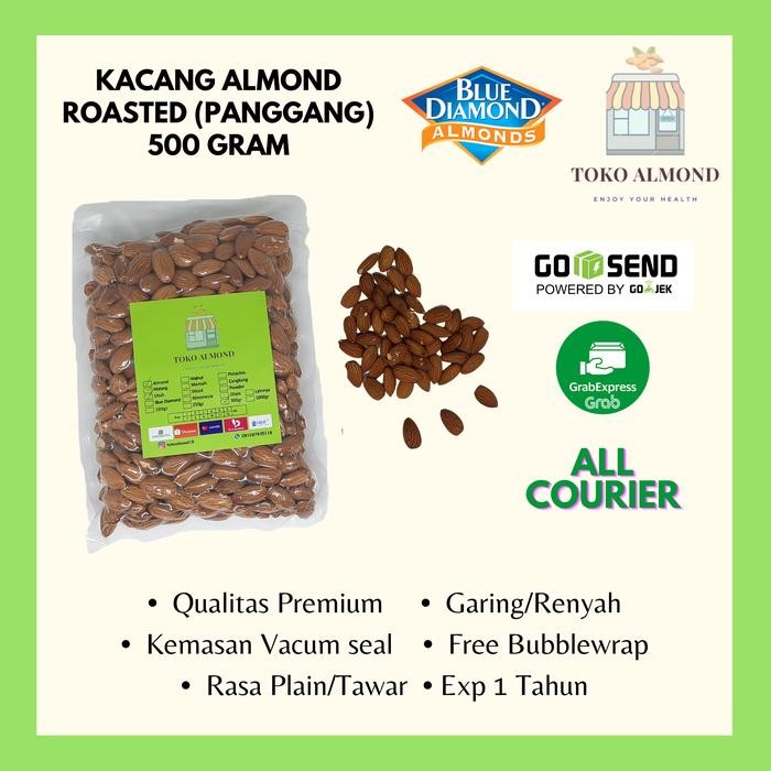 

Kacang Almond Panggang (roasted) Blue diamond 500gr New