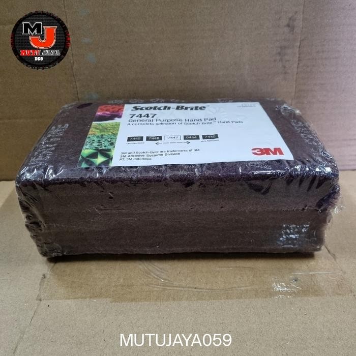DISKON SCOTCH BRITE 7447 GENERAL PURPOSE HAND PAD 3 M SABUT AMPLAS MERAH MAROON READYY