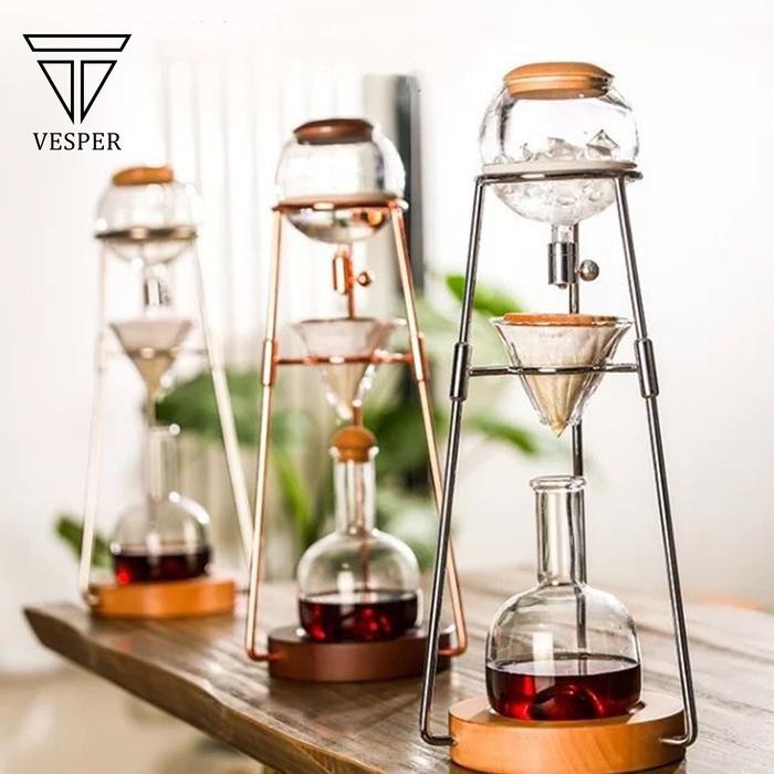 ICE COFFEE MAKER COLD BREW DRIP TOWER CM05 WOOD BASE STAND