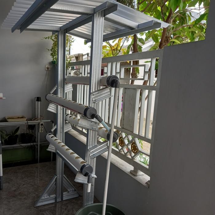 Terlaris Instalasi Hidroponik Pipa 1 Meter 3 Inch 50 Lubang Rangka Baja Ringan