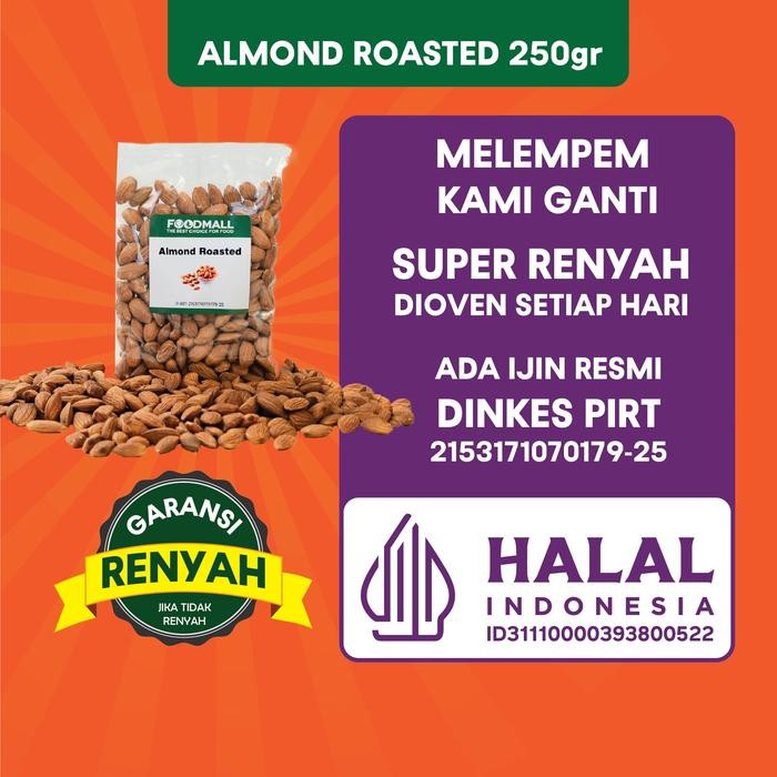 

almond roasted 250 gr / almond panggang / roasted almond