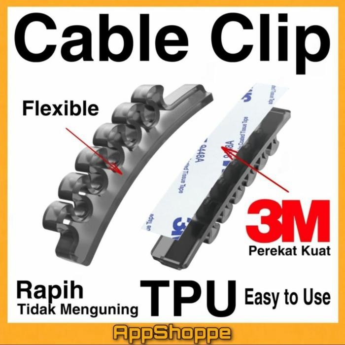 

TPU Cable Clip Organizer Management 3M Adhesive KABEL PEREKAT KUAT