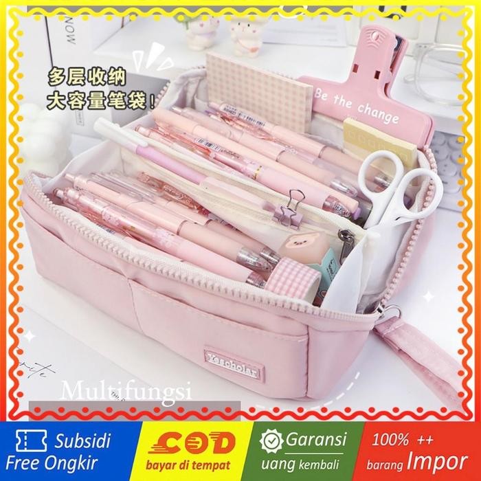 

PROMO! TXS23 Korean Pen Pencil Case Jumbo Foldable Kotak Tempat Pensil TKM
