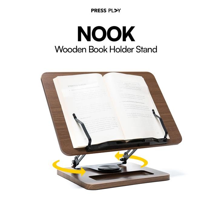 

NOOK Wooden Swivel Book Holder Stand Multifunction by Press Play