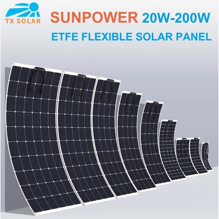 24% High efficiency 20W-200W Sunpower ETFE Flexible Solar Panels
