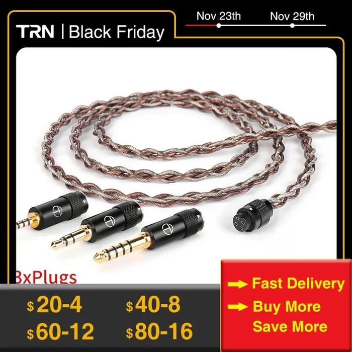 TRN RedChain Earphones Silver-Plated Copper OFC Copper Upgrade Cable