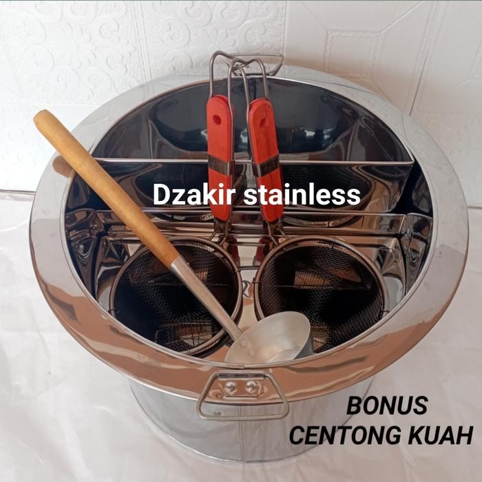 PREMIUM Dandang mie ayam 2 lubang/panci mie kocok/dandang bulat stainless