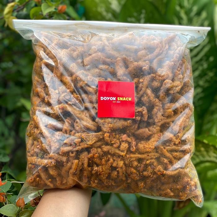 

New 1kg Kripik Usus Pedas Daun Jeruk Kriuk Camilan Snack Food Kering Jaya Makmur 2 Keripik Cap Doyok