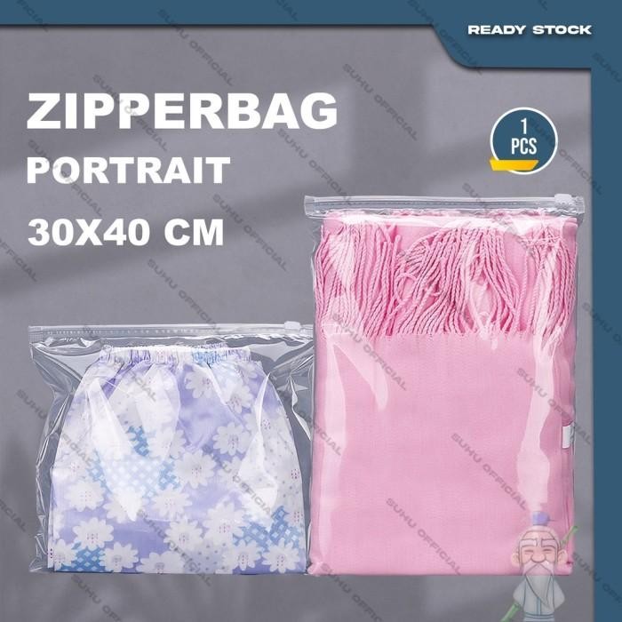 PREMIUM Pouch Plastik Ziplock Baju ZIPPER BAG Transparan Ukuran 30X40
