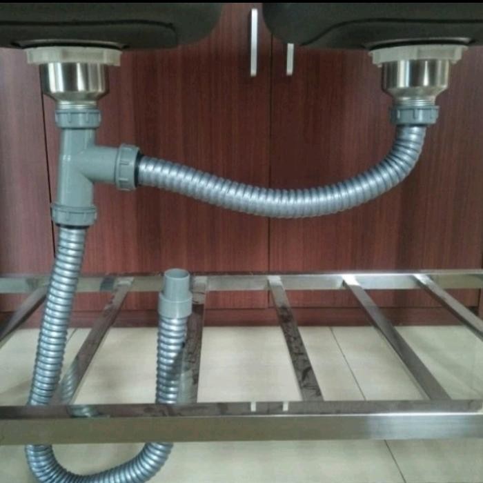 PREMIUM Paket Selang Bak Cuci piring Set Afur Stenlis/Selang double Sink Set Afur/Selang Pembuangan