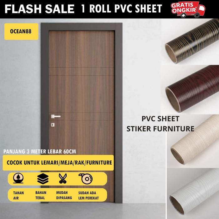 PREMIUM Sooku PVC Sheet 60cm x3m - Stiker Pelapis Furniture Motif Serat Kayu Wallpaper Cafe Kertas