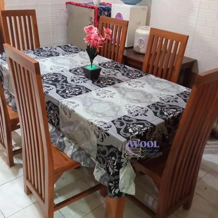 PREMIUM Taplak Meja Makan Bahan Kain Katun uk 140x200 Motif Batik Simple