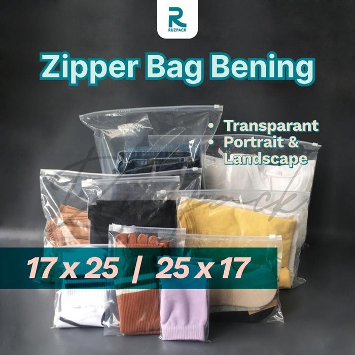 PREMIUM [17 x 25CM] Zipper Bag Transparant Pouch Mika Kantong Plastik Bening Baju Travel Clear Polos