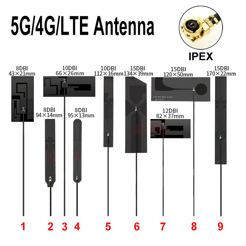 2pcs IPEX 5G FPC Antenna 4G 3G GSM Internal High gain Full band 600-6000Mhz IPX UFL For 5G Module LT