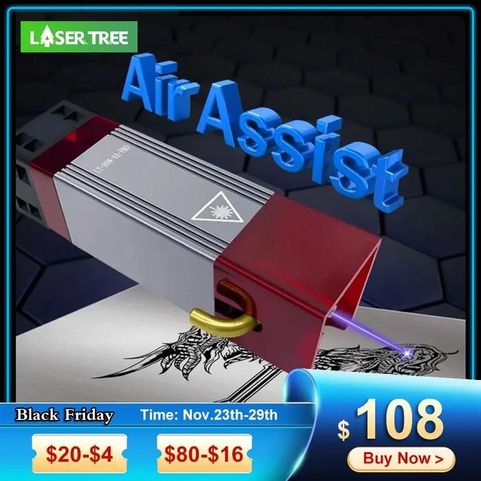 LASER TREE 80W TTL Laser Module with Air Assist Laser Head for CNC