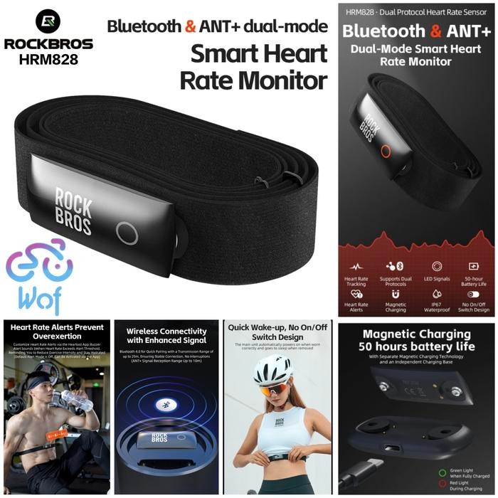 ROCKBROS H828 Smart Heart Rate Sensor Monitor Dada Olahraga Outdoor Sepeda Lari Heart Rate Sensor