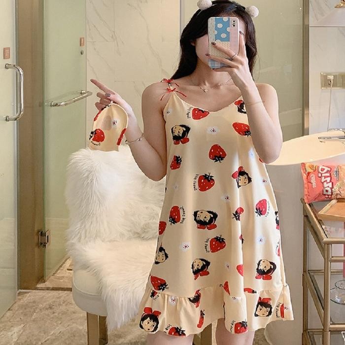 Daster Tali Wanita Sexy Baju Tidur Wanita Import 087 Panjang Spandex Piyama