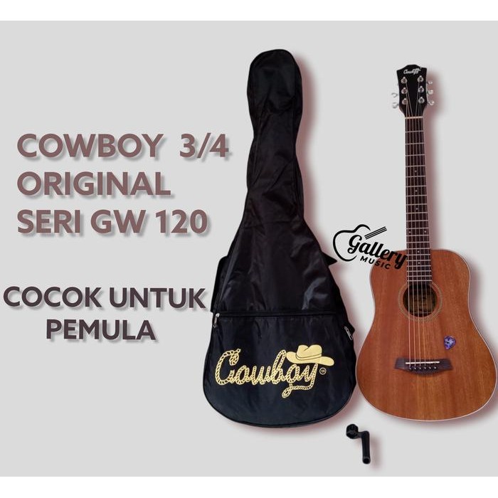 gitar akustik cowboy 3/4 original bonus strap dan pick