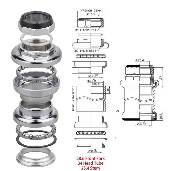 Terlaris KISO Kom Stir Kom Fork Head Part Komponen Sepeda Listrik Komstir Universal/sepeda jadul