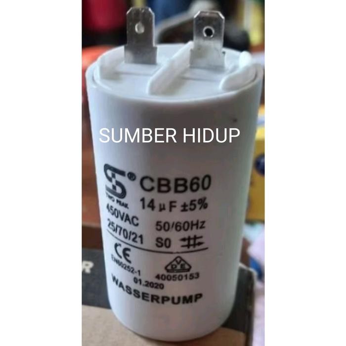 Kapasitor 2 pin CBB60 8uf / 12uf / 14uf / 16uf / 20uf / 25uf 450V Capasitor CBB 60 8mfd 12mfd 14mfd