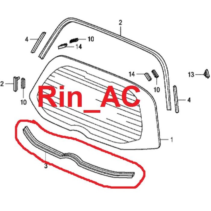 Karet List Lis Kaca Bagasi Belakang Bawah Honda Jazz Rs Ge8 2008-2013