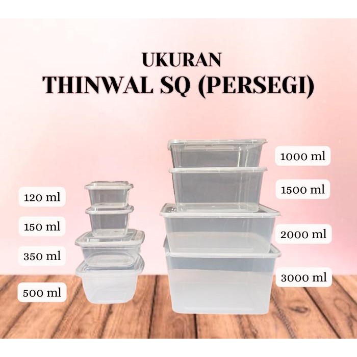 (5pcs) Thinwall square / Thinwall kotak / Hiba / kotak multifungsi 1000ml 1500ml 2000ml 3000ml