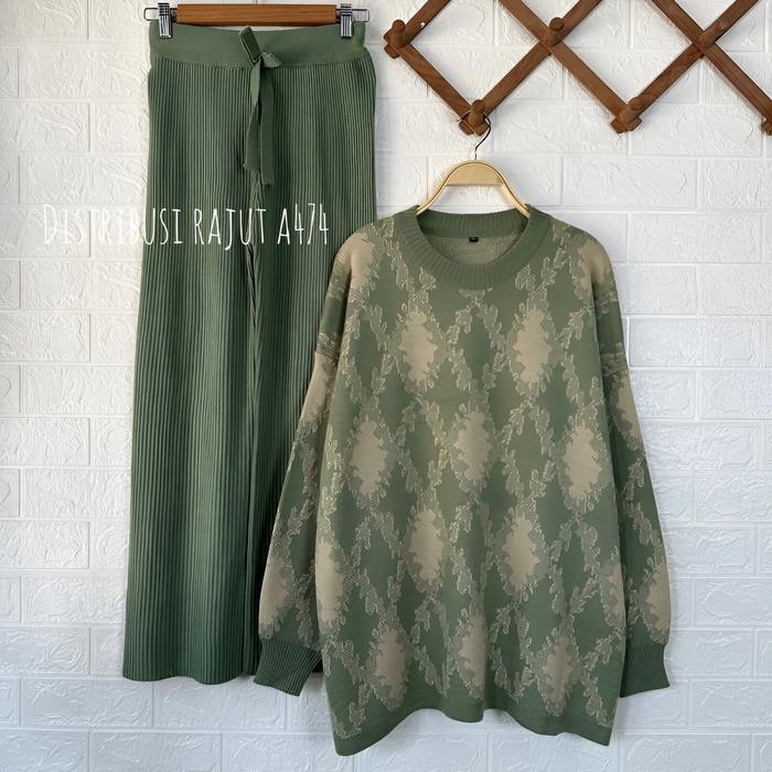 ONESET SWEATER RAJUT AYUNDA SETELAN CELANA RAJUT KULOT Panjang Baju Standar