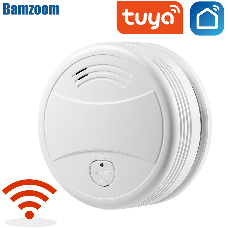 Tuya Wifi Smoke Detector Sensor 90DB Alarm Fire Smart Smoke Detector