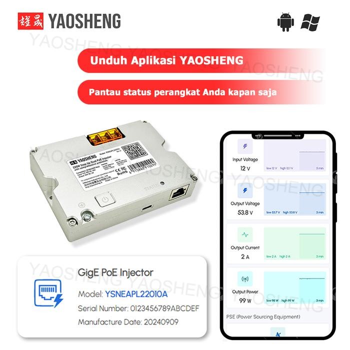 Yaosheng 220W Boosted Dual Poe Injector Adaptor Starlink Untuk Gen 3 Dengan Aplikasi Perlindungan