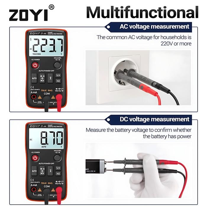 ZOYI ZT-A6 PENGUKUR ARUS LISTRIK DIGITAL MULTITESTER AC DC 1MF NCV
