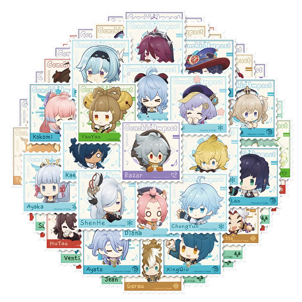 Sunsyea Genshin Impact Merch Character Stickers 54 Pieces Ayaka Yoimiya Venti Xianyun Keqing Ganyu