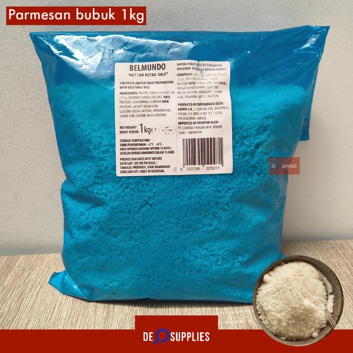

Belmundo Parmesan Bubuk 1kg - Grated Parmesan Cheese Keju Pasta Pizza