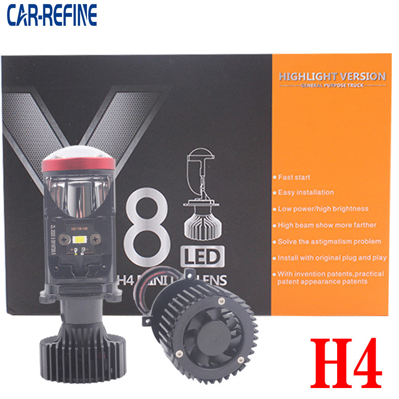 22000LM Y8 H4 LED Headlights with Projector Lens Turbo Fan Auto H4 LED Lights Super Bright 9003 HB2