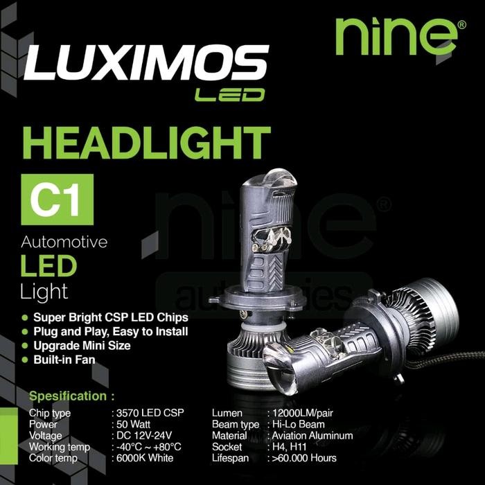 Sepasang Lampu LED Untuk Mobil Mini Laser Projector H4 H11 Nine LUXIMOS C1 100 Watt