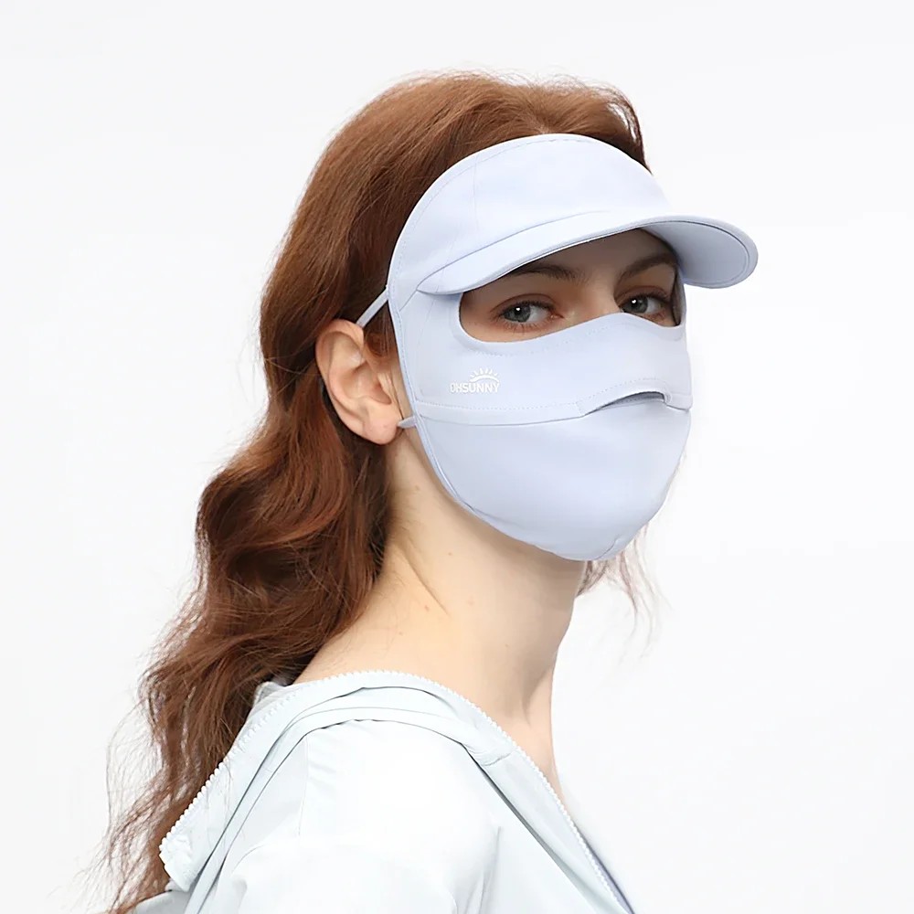 

OhSunny Women UV Protection Full Face Cover with Brim Cycling Balaclava Neck Shoulder Flap Anti-UV