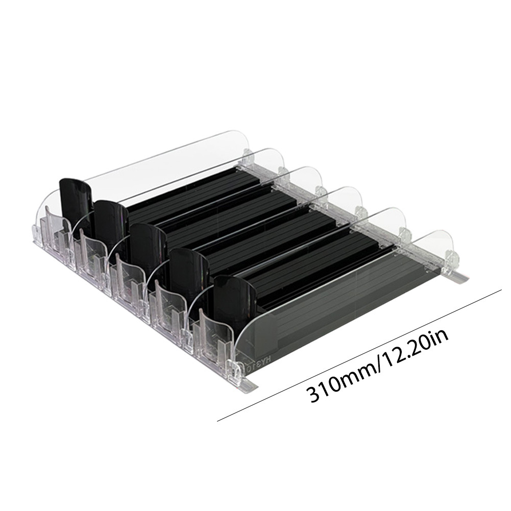 

Drink Organizer Dispenser Spring Push Canned Beverage Push Rack Adjustable Width Storage Shelf