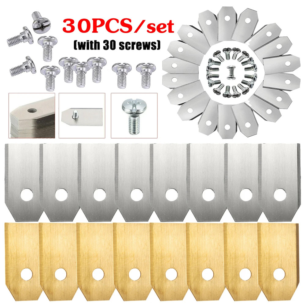 

18/30pcs Stainless Steel Lawn Mower Cutting Blade W/Screw Kit Replacement For Husqvarna