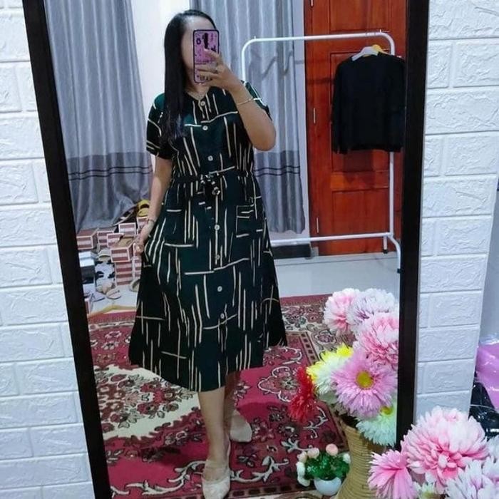 Promo Daster Andin Full Kancing Rayon Motif Pagar Berkualitas