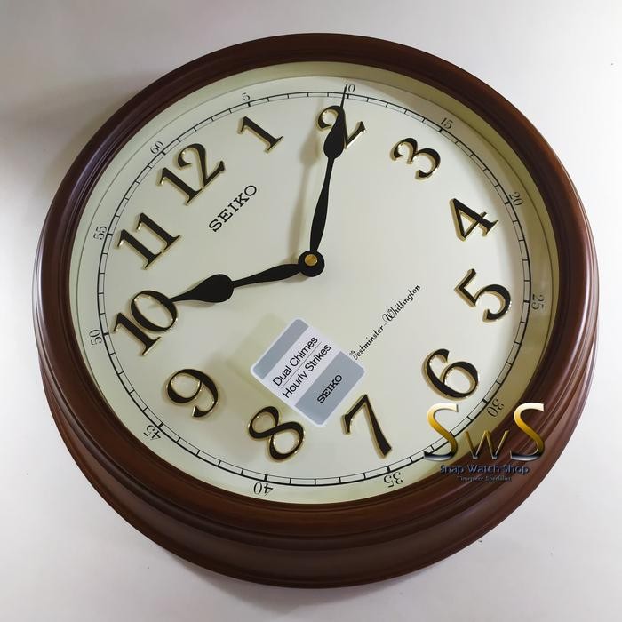 JAM DINDING SEIKO QXD214B MUSICAL DUAL CHIME CASE KAYU ORIGINAL QXD214