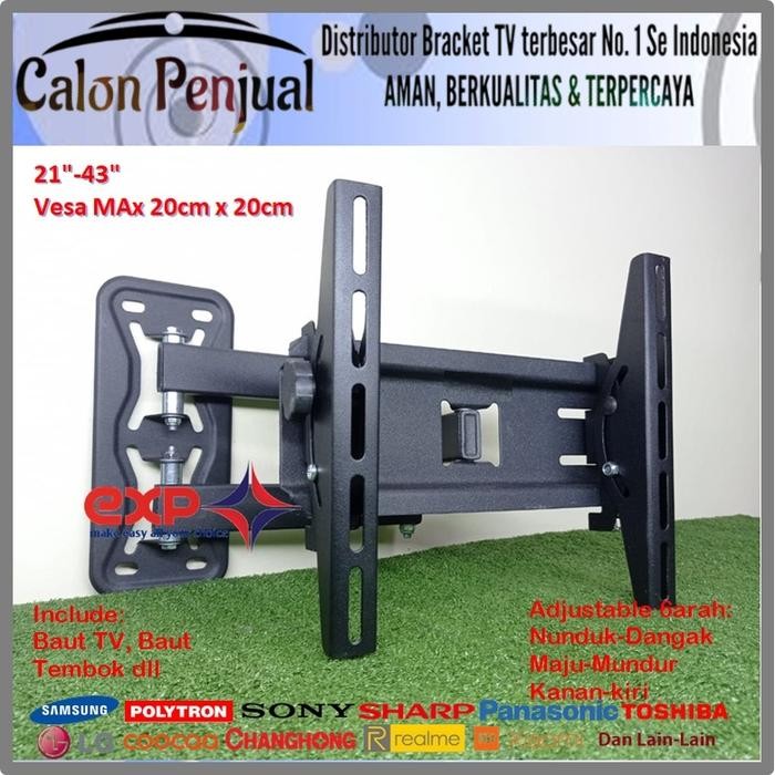 (Allthebest) Bracket TV AQUA 14 s/d 43 inch 6 ARAH FULL BESI SUPER KOKOH